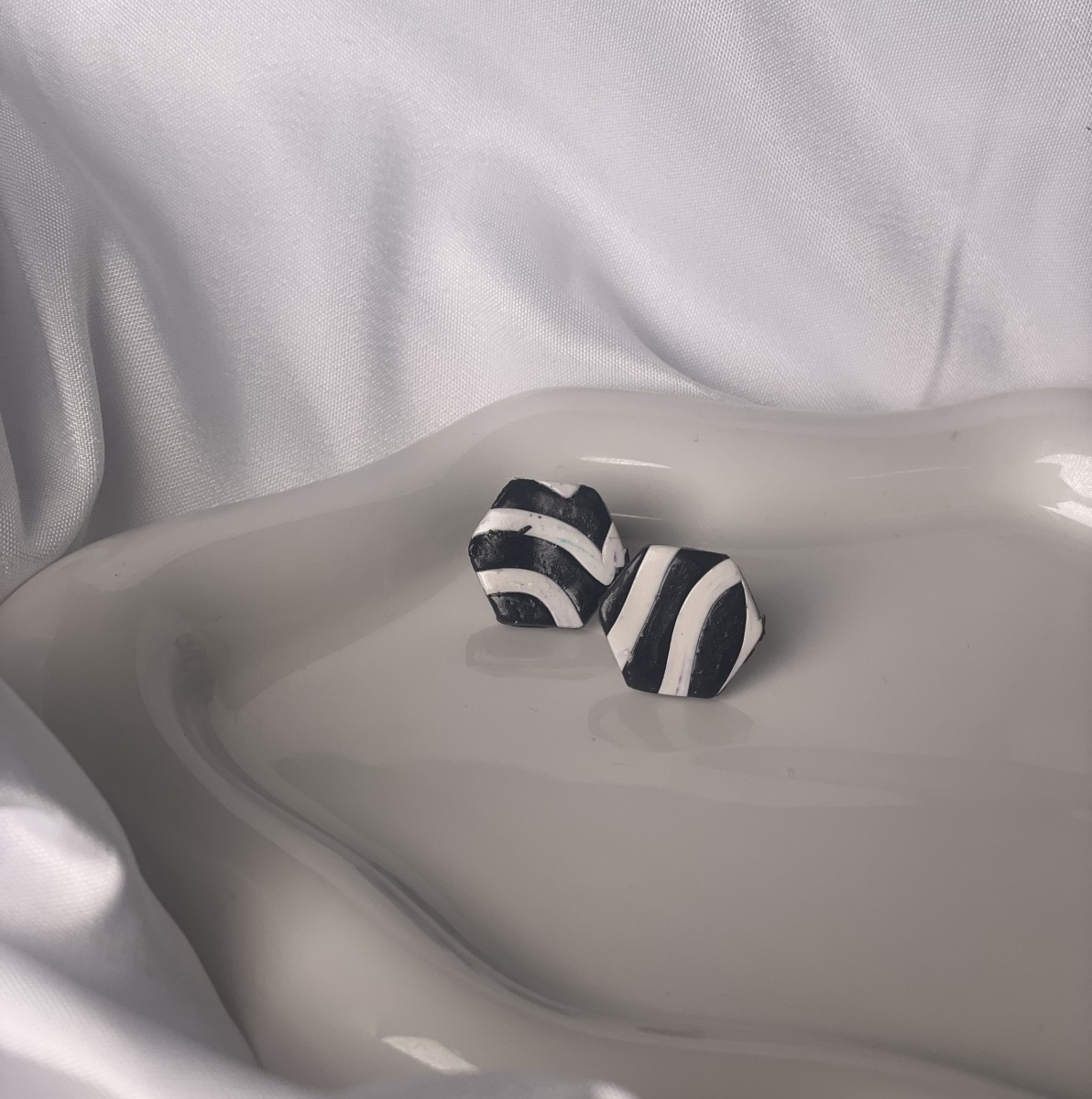 Zebra Hex Studs - $8