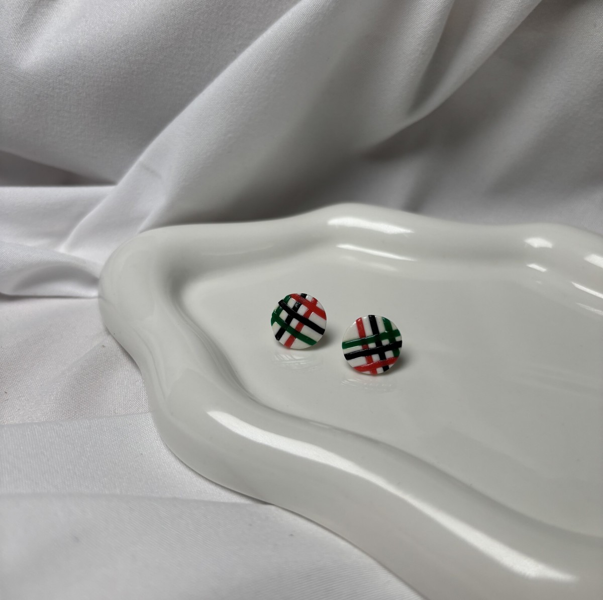 Red, Green & Black  Stripped Studs